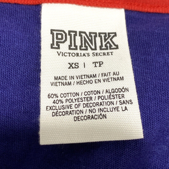 Victoria's Secret PINK XS Sequin American Flag Tank Top Shirt Navy Blue & Silver - Picture 7 of 7